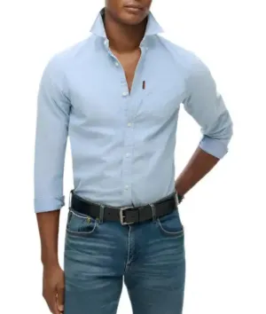 Superdry Mens LS Oxford Shirt Classic Blue