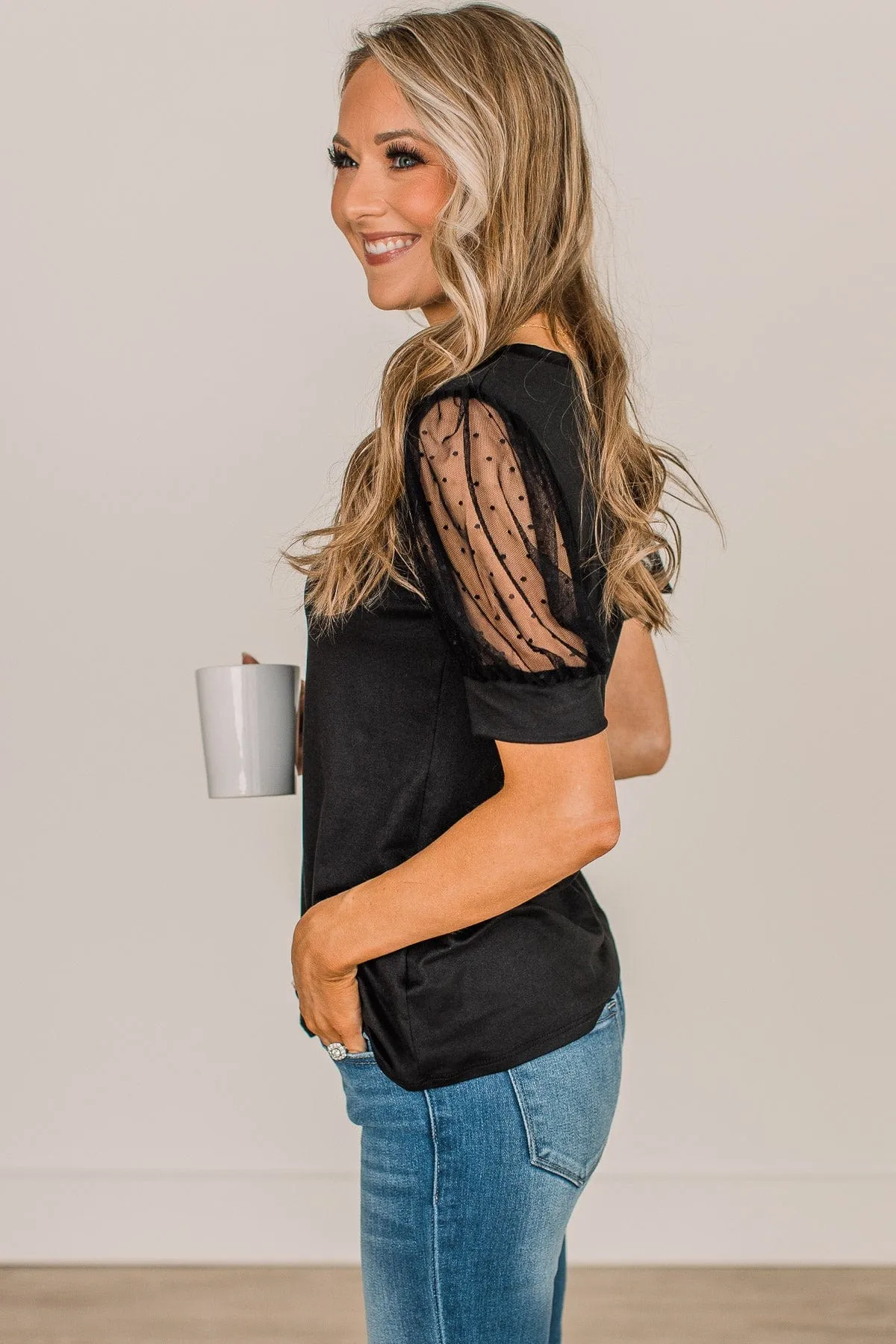 Sweet Success Puff Sleeve Top- Black