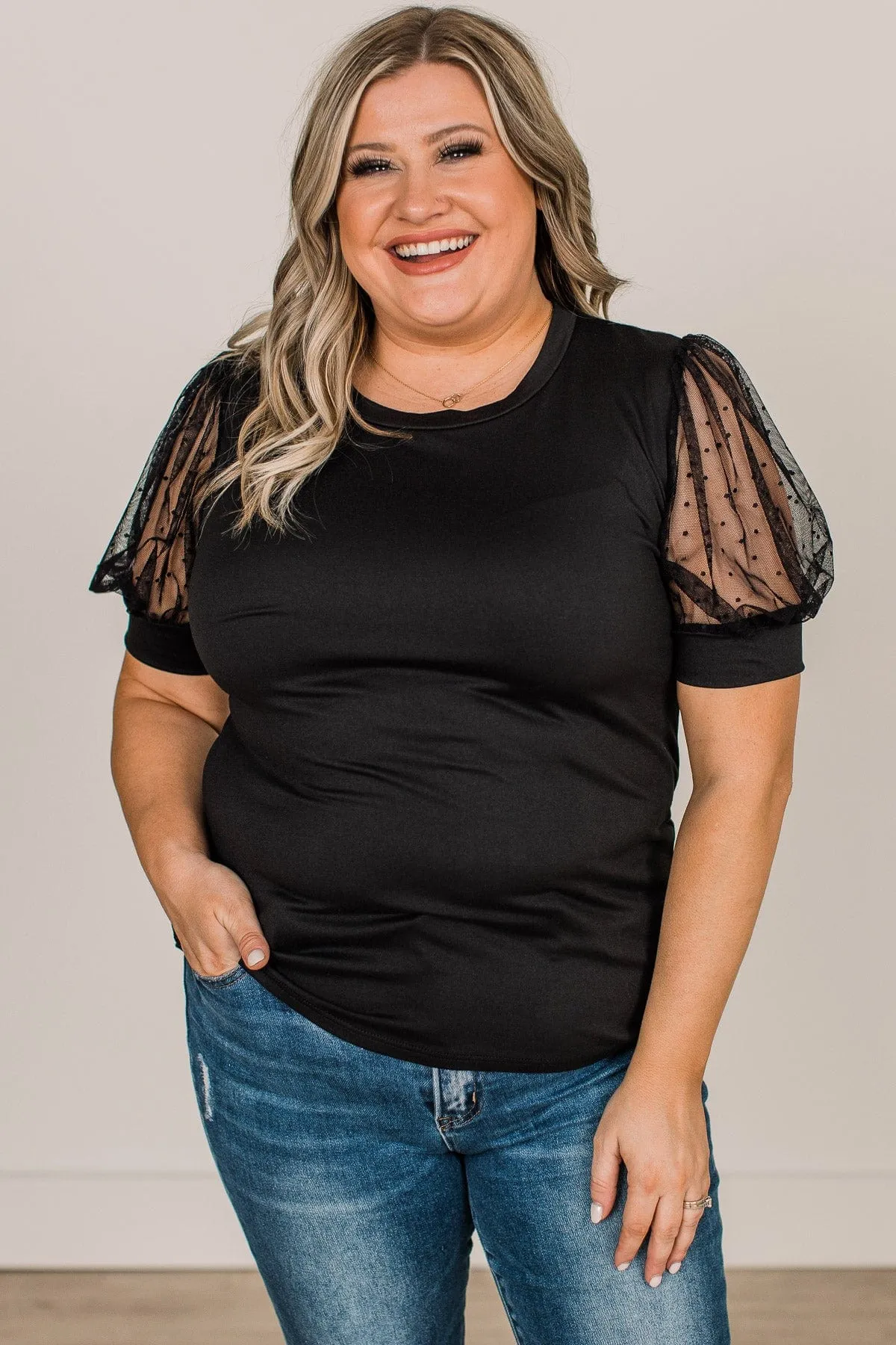 Sweet Success Puff Sleeve Top- Black