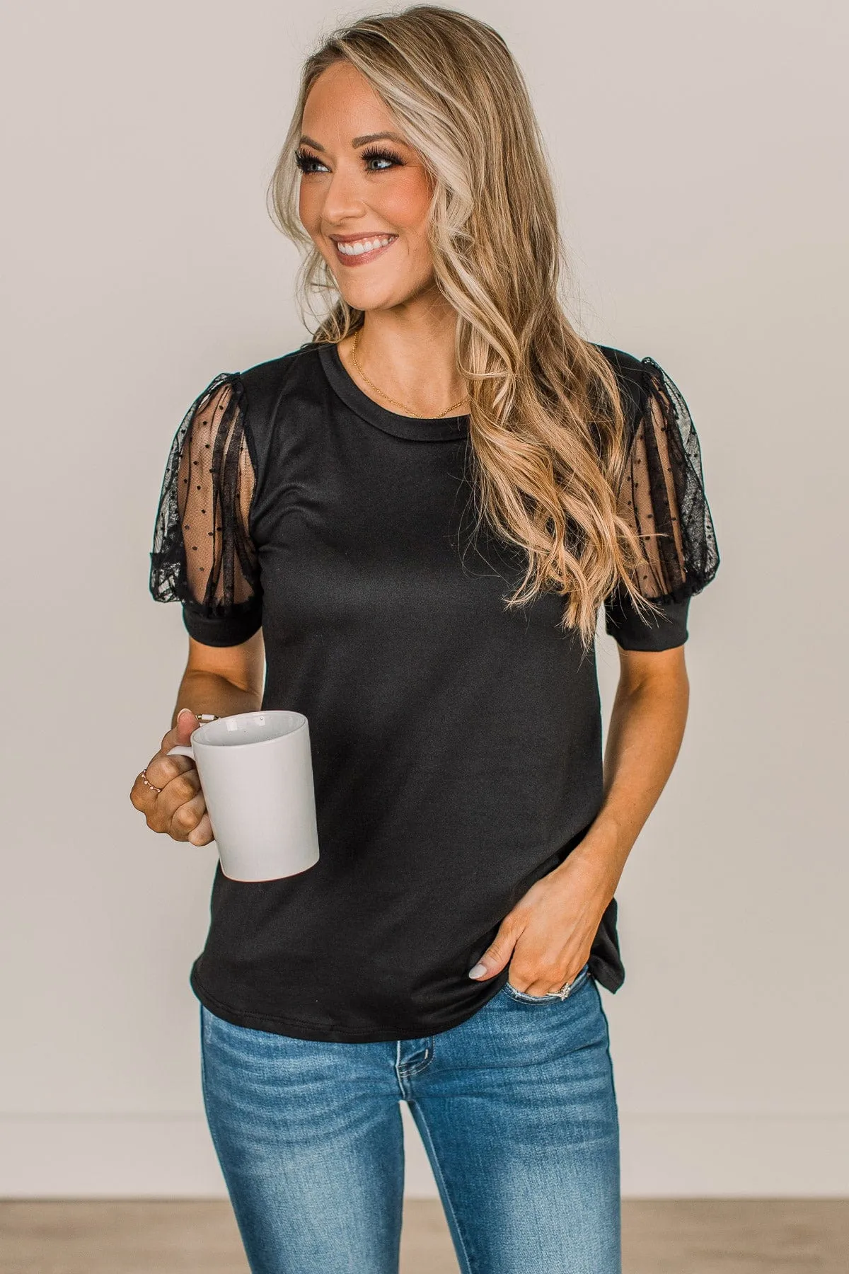 Sweet Success Puff Sleeve Top- Black