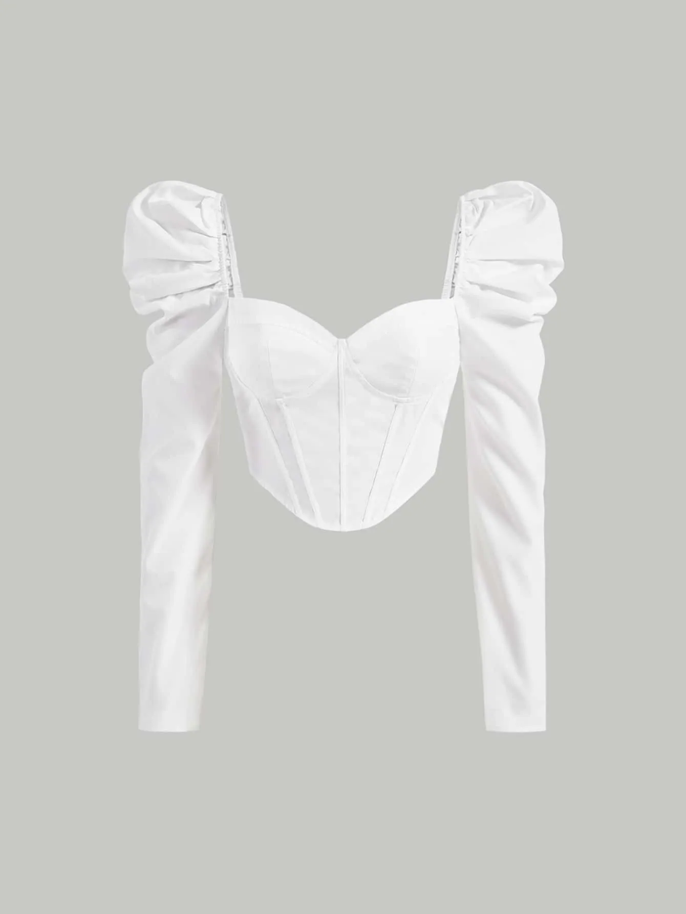 Sweetheart Neck Puff Sleeve Crop Blouse