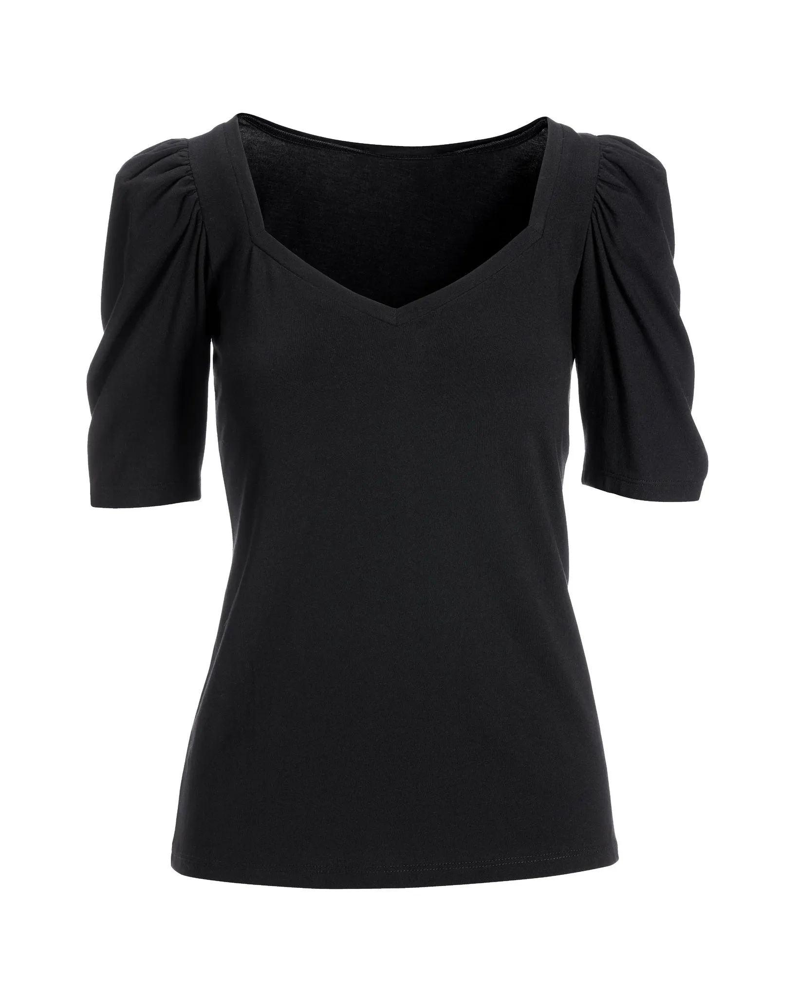 Sweetheart Puff Sleeve Tee Black