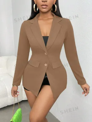 SXY Women's Single-Breasted Split Back Suit With One Button Front