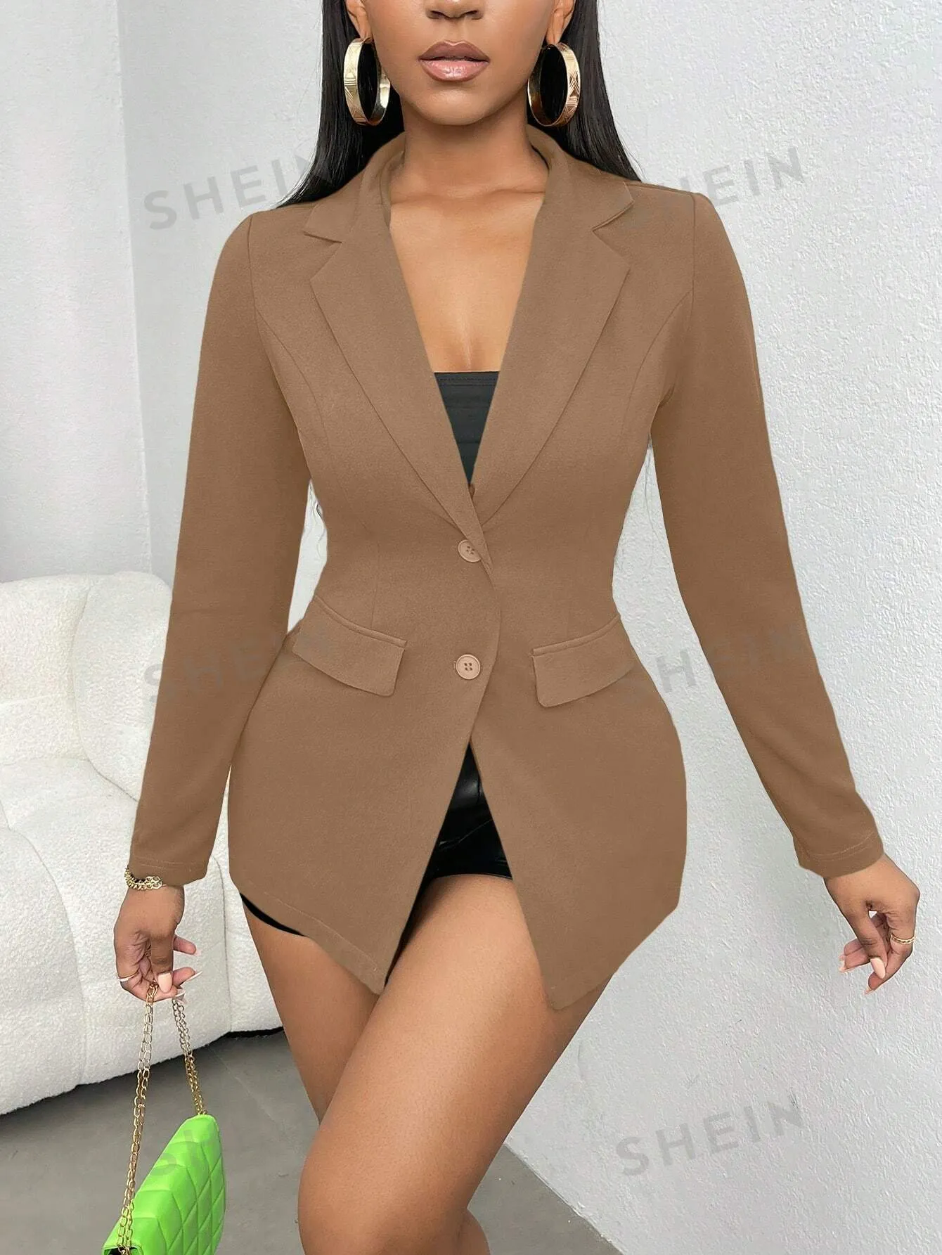 SXY Women's Single-Breasted Split Back Suit With One Button Front