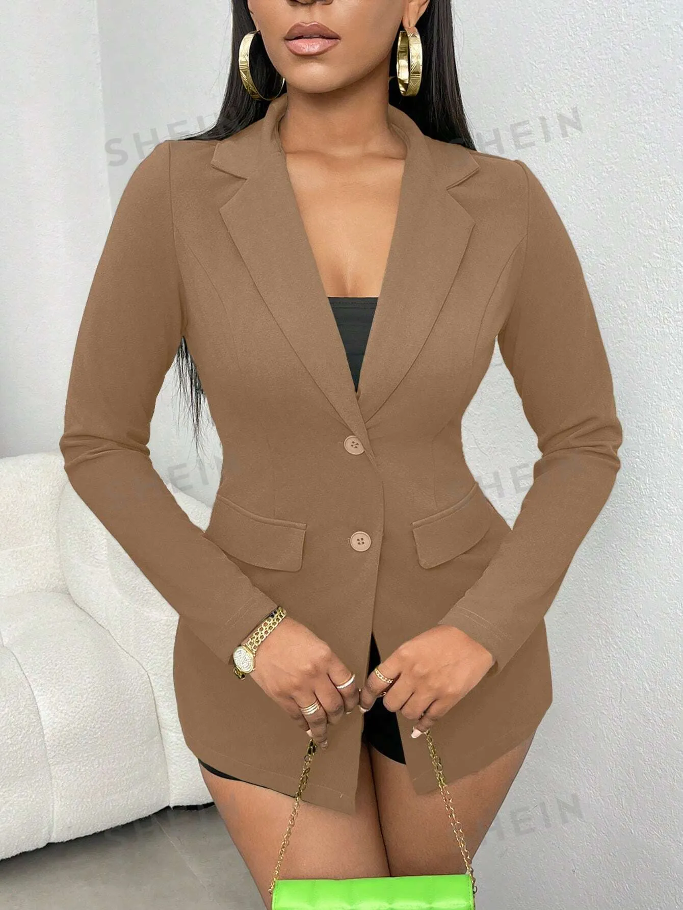 SXY Women's Single-Breasted Split Back Suit With One Button Front