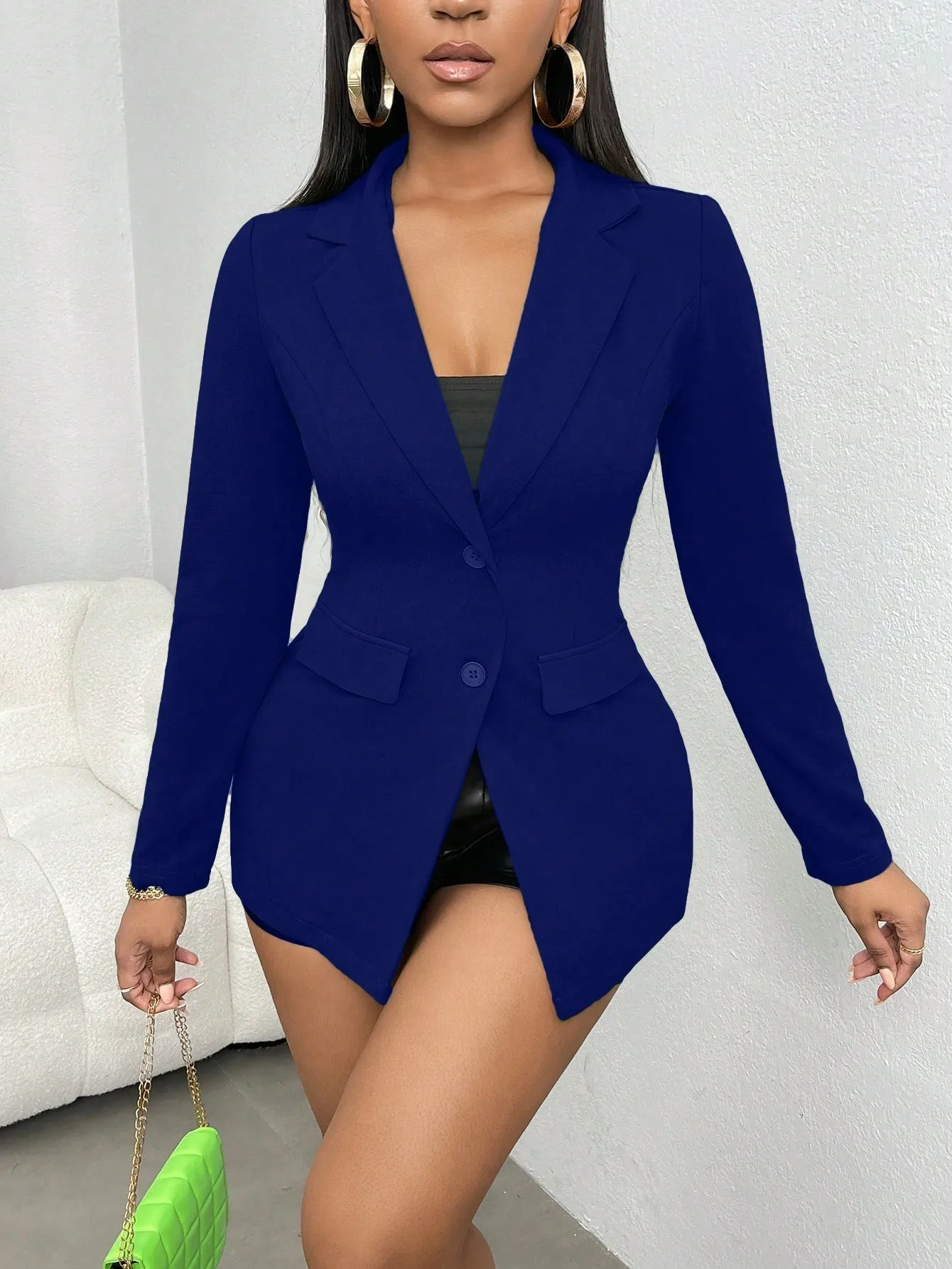 SXY Women's Single-Breasted Split Back Suit With One Button Front