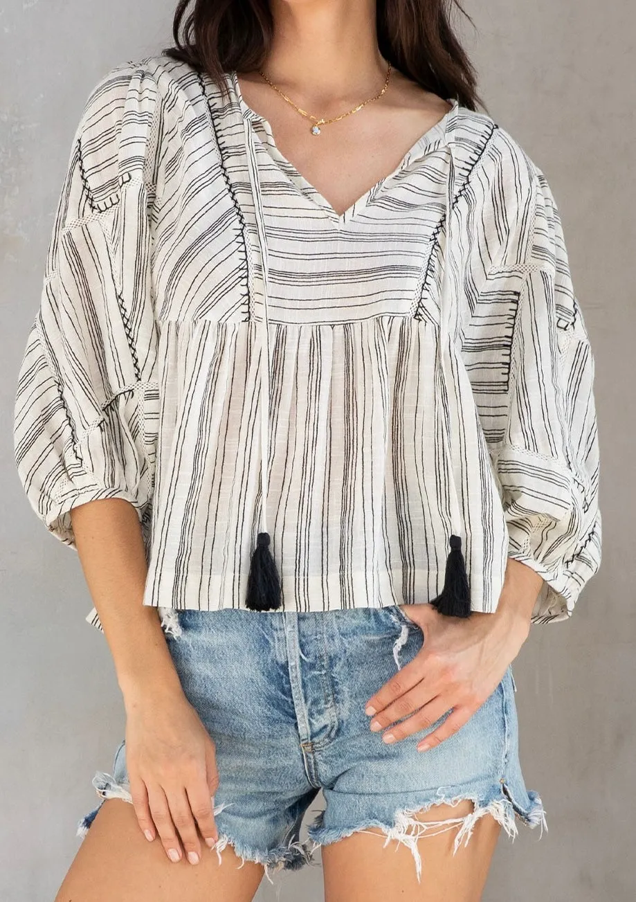 T199 STRIPE PUFF BLOUSE