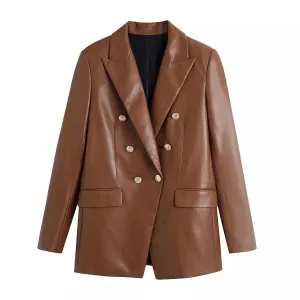 Tan Leather Blazer