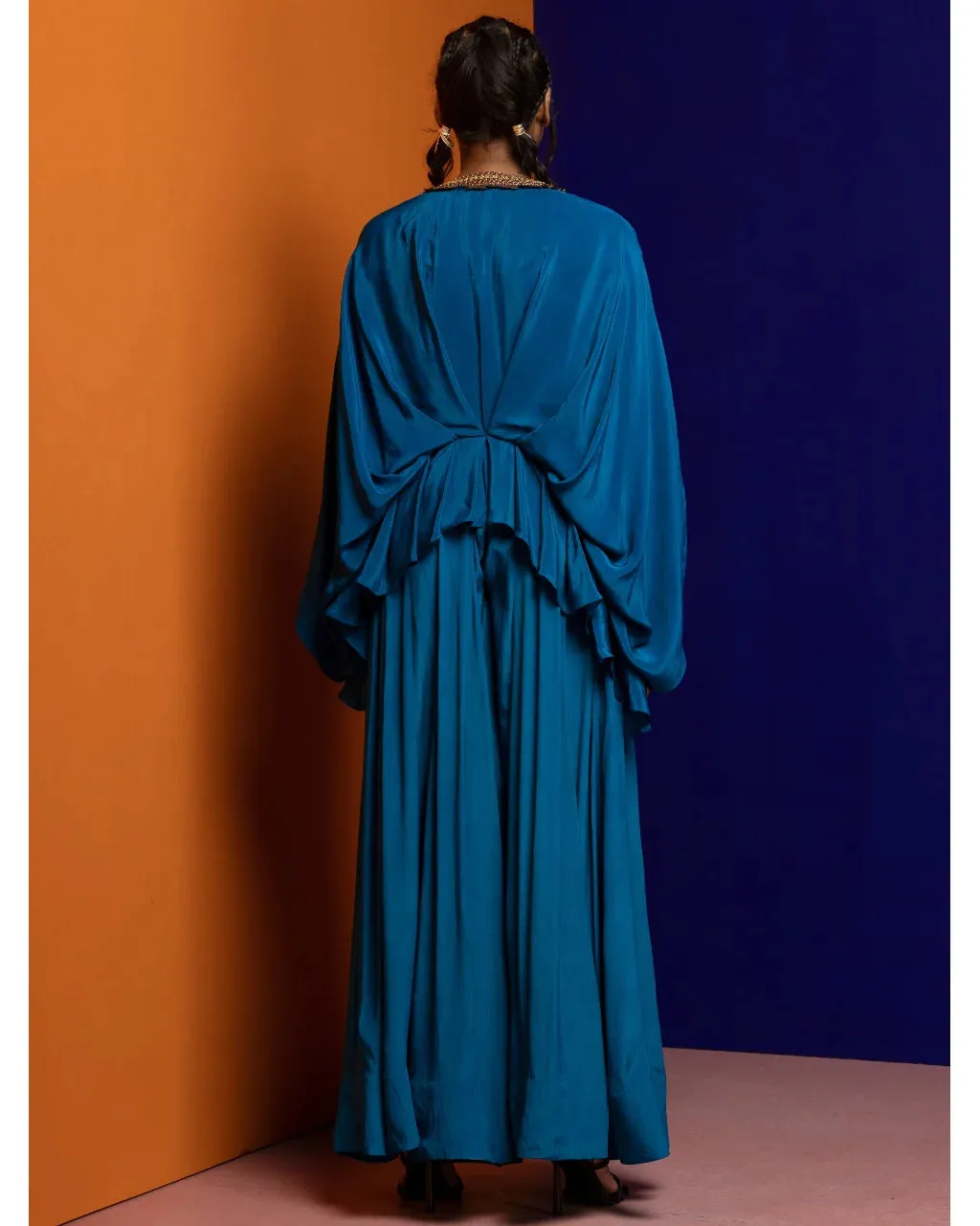 Teal Drape Top And Pant Set