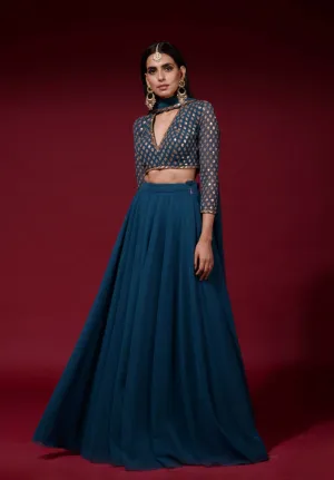 Teal Green Lehenga Pants Set