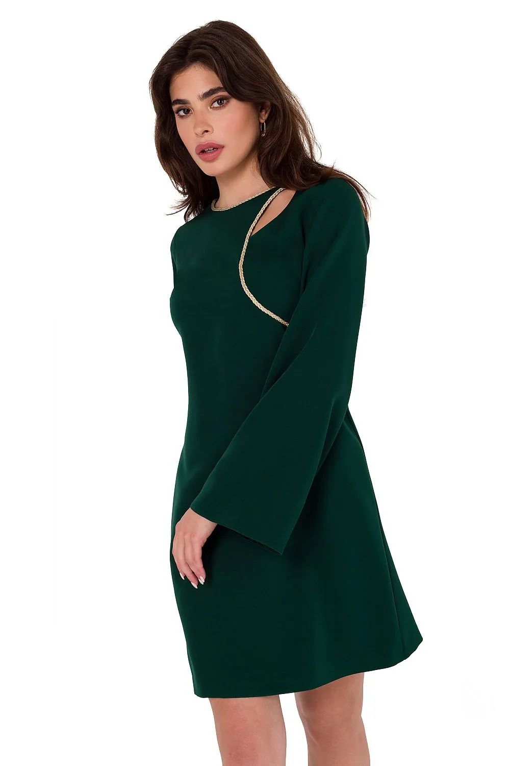 Teardrop Neckline Fitted Midi Dress