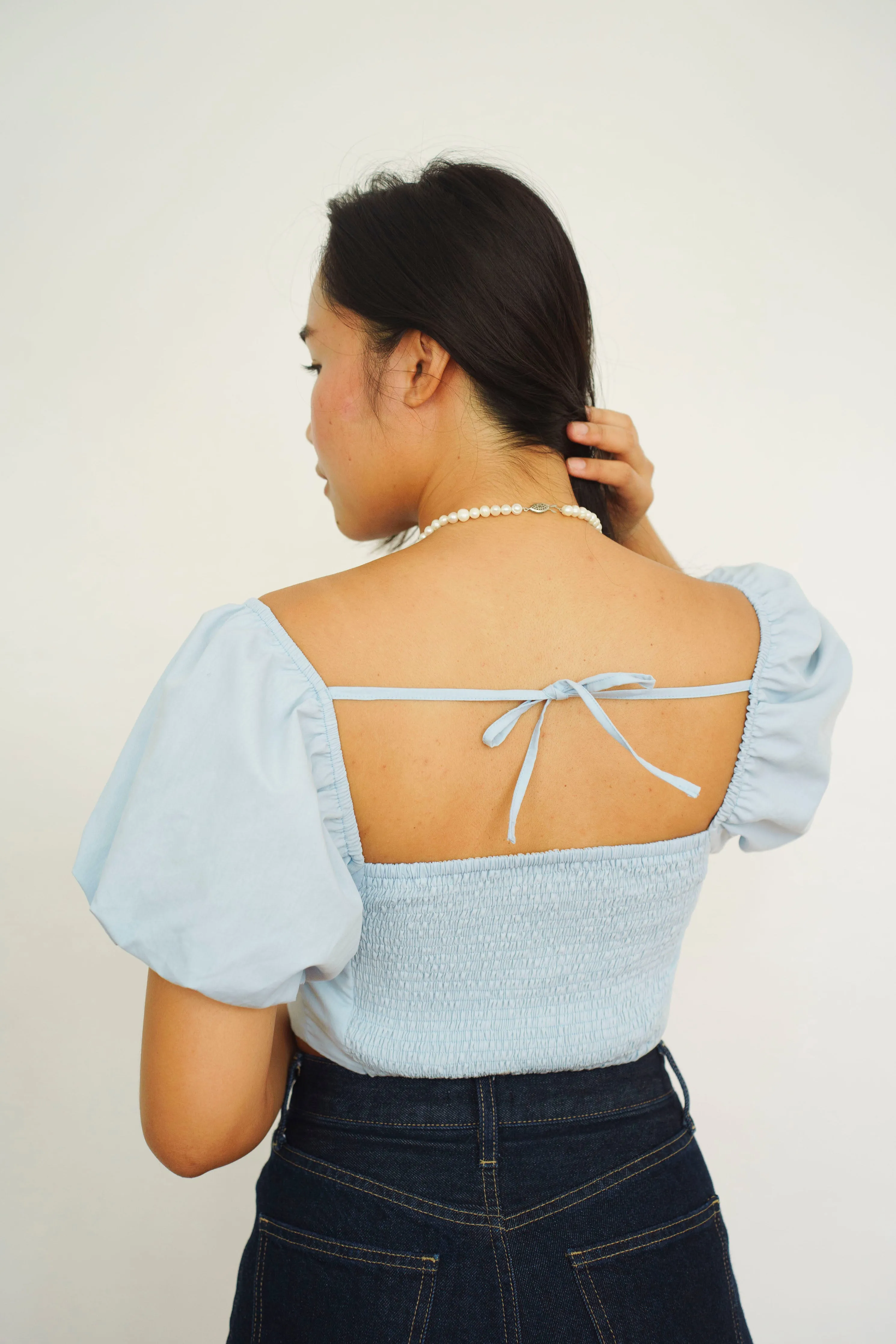 Terno Puff Sleeve Top Baby Blue