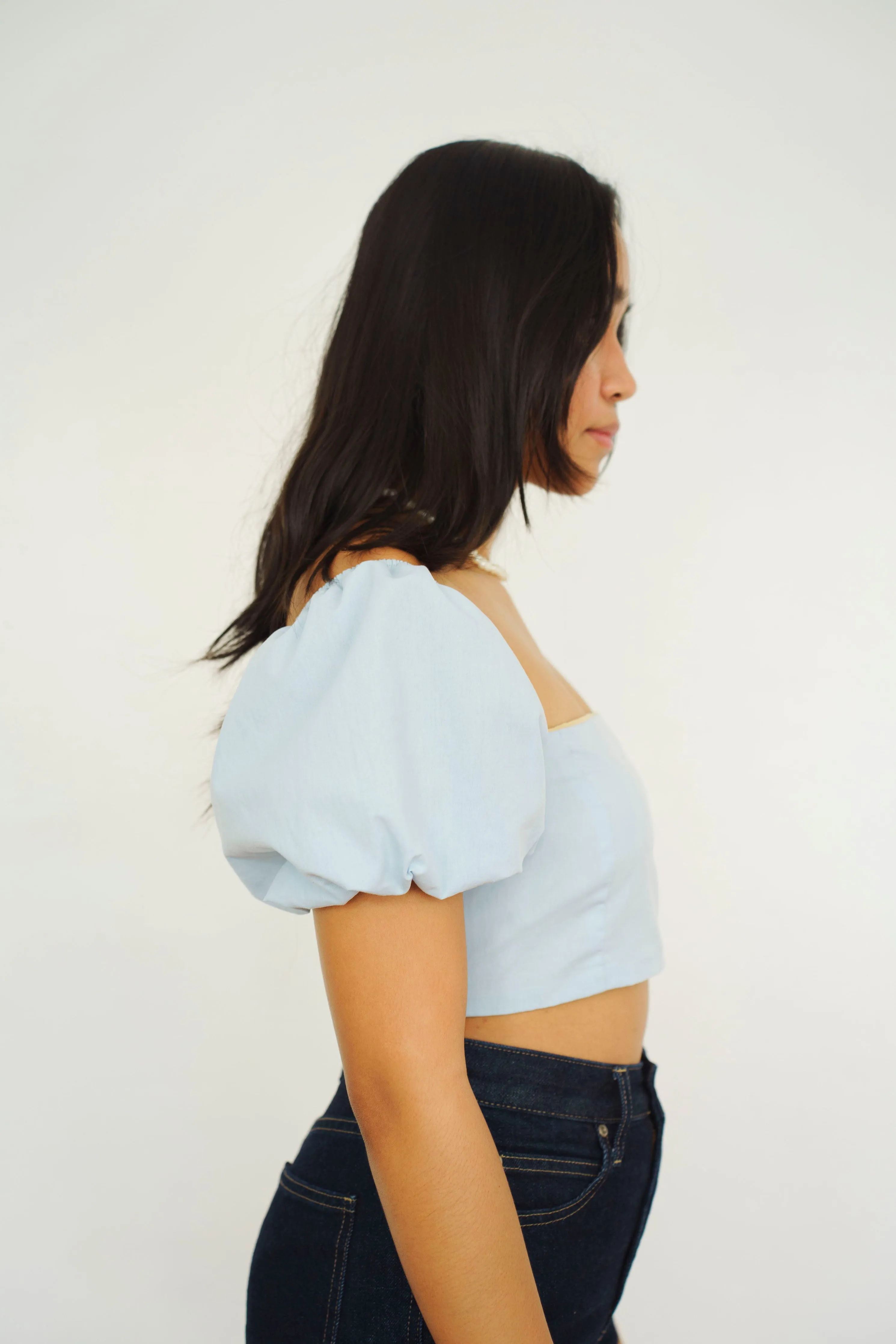 Terno Puff Sleeve Top Baby Blue
