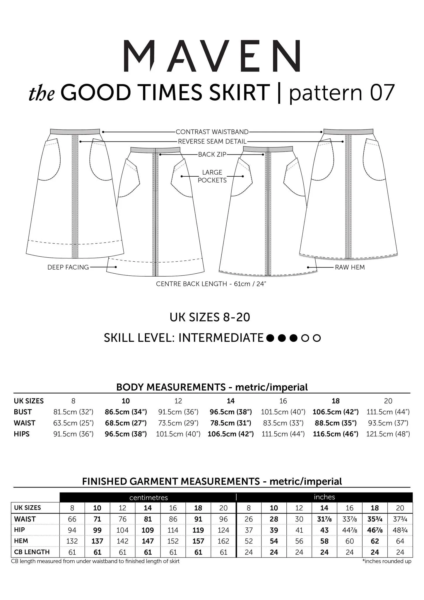 The Good Times Skirt Pattern by Maven