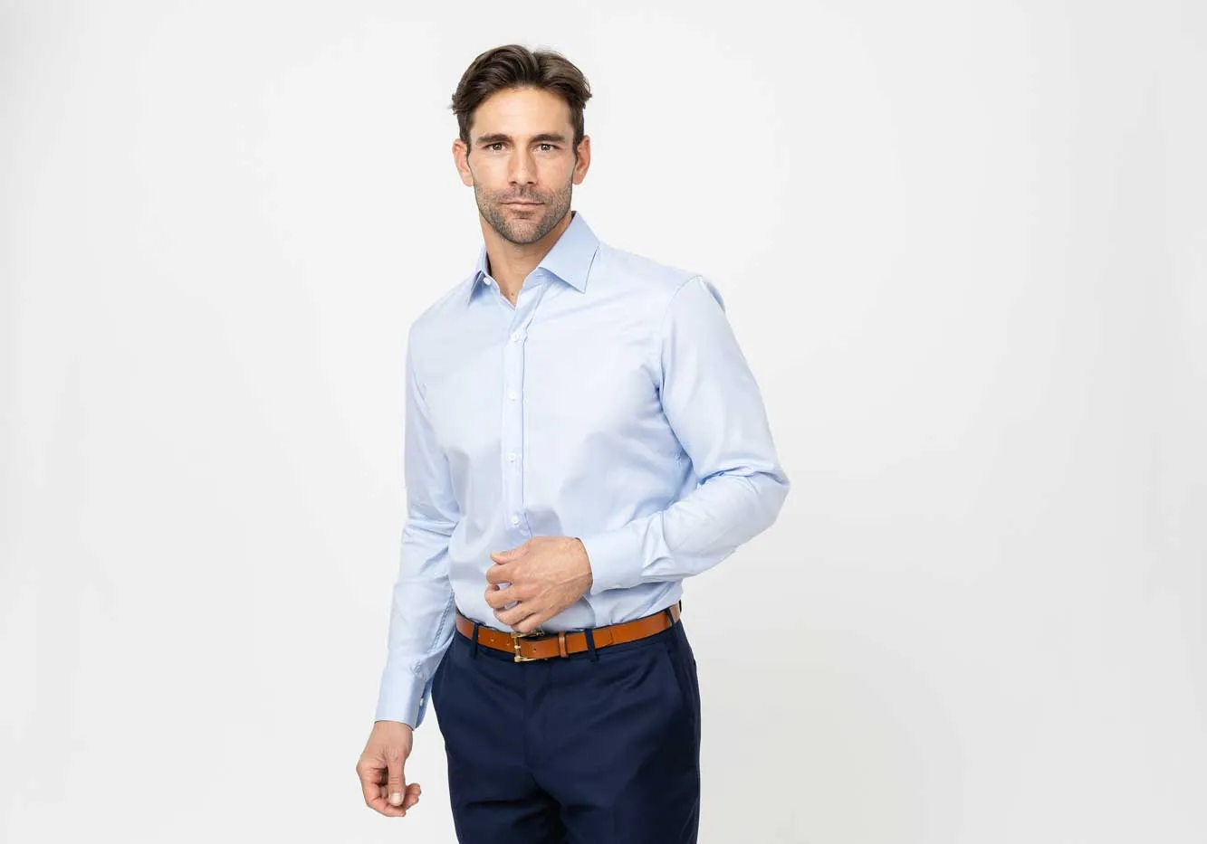 The Light Blue Stewart Twill Custom Shirt