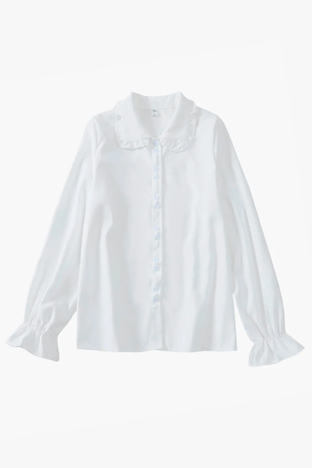 themeisles Dark Academia Shirt Fungus Collar Drawstring Puff Sleeve