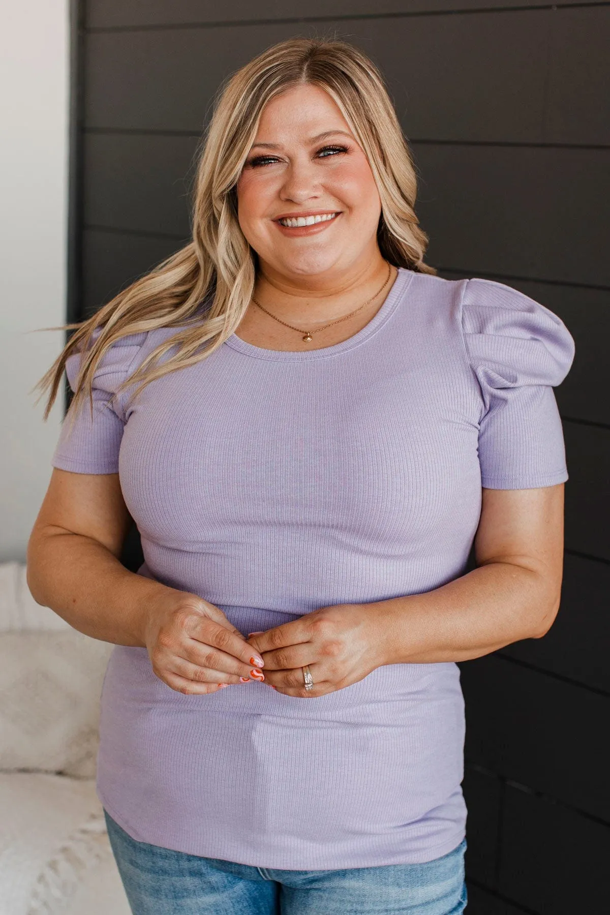 Thinking Ahead Puff Sleeve Top- Lavender