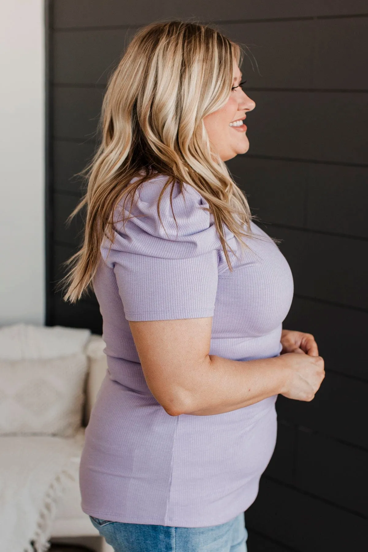 Thinking Ahead Puff Sleeve Top- Lavender