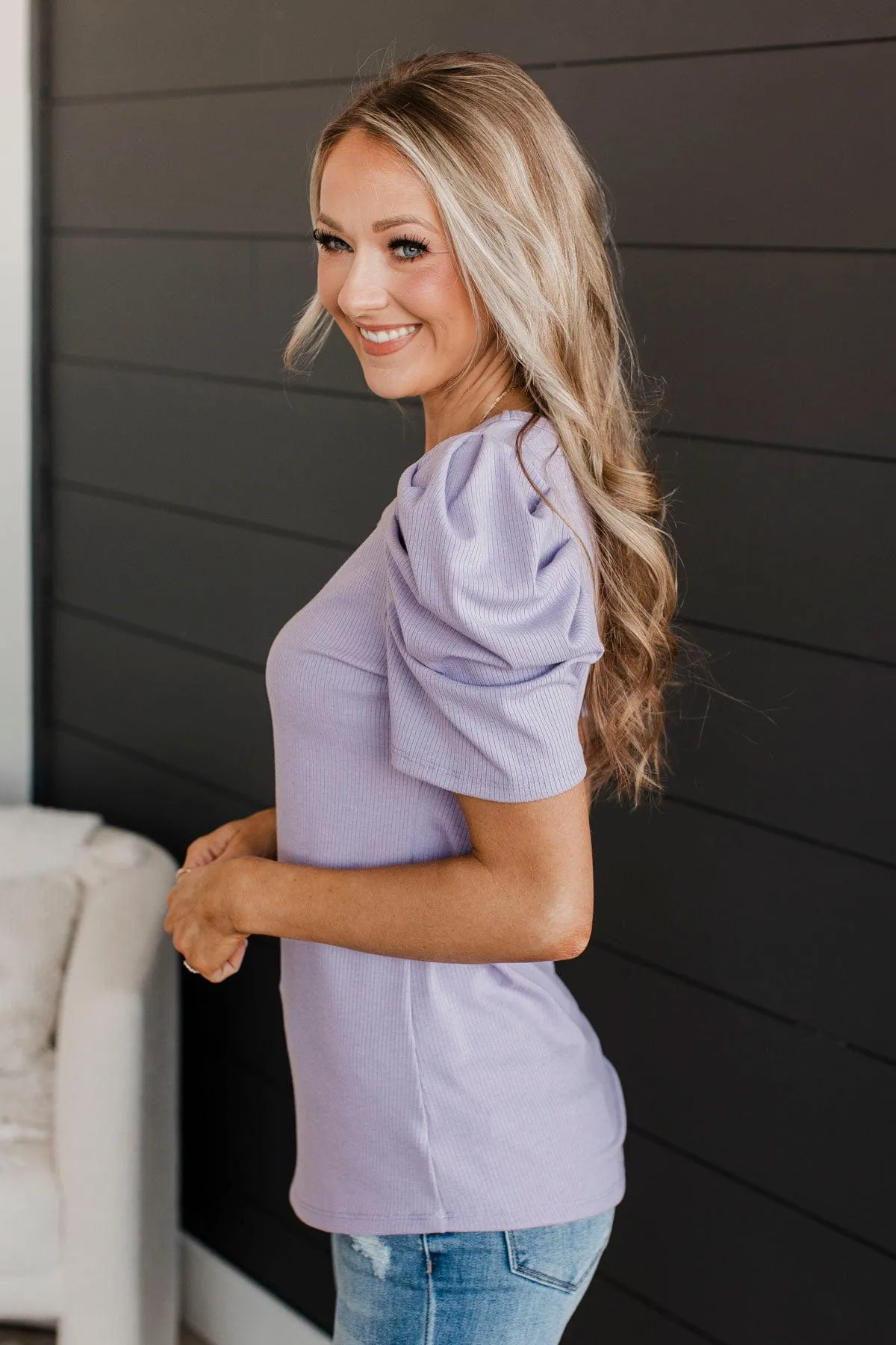 Thinking Ahead Puff Sleeve Top- Lavender