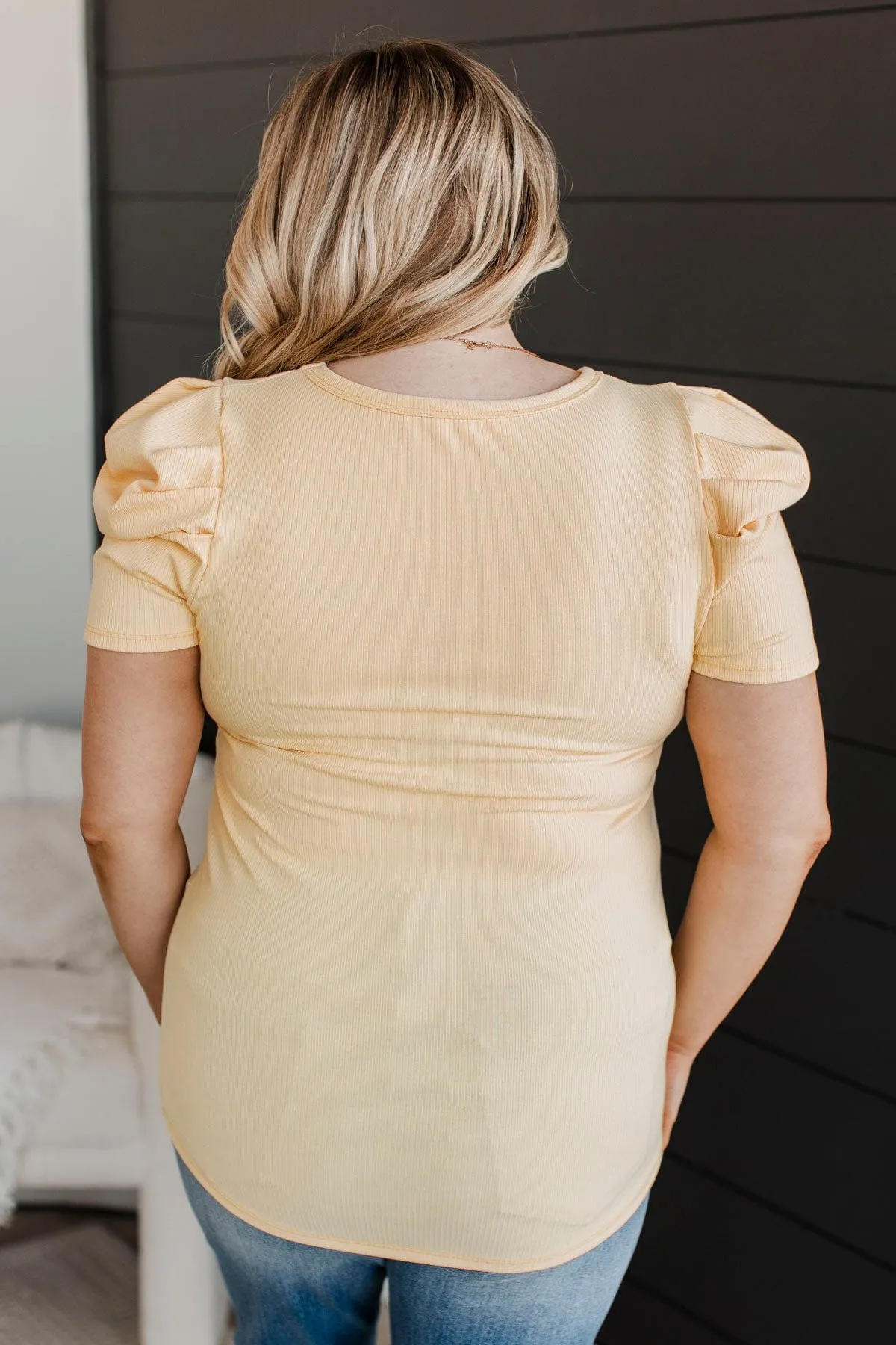 Thinking Ahead Puff Sleeve Top- Light Yellow
