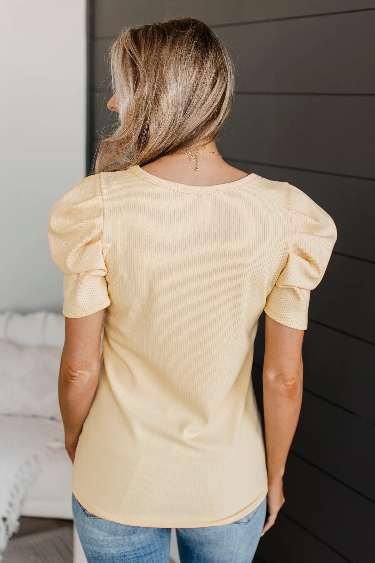 Thinking Ahead Puff Sleeve Top- Light Yellow
