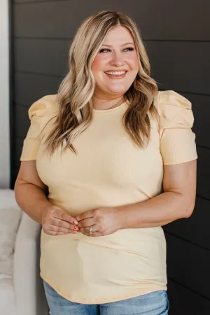Thinking Ahead Puff Sleeve Top- Light Yellow