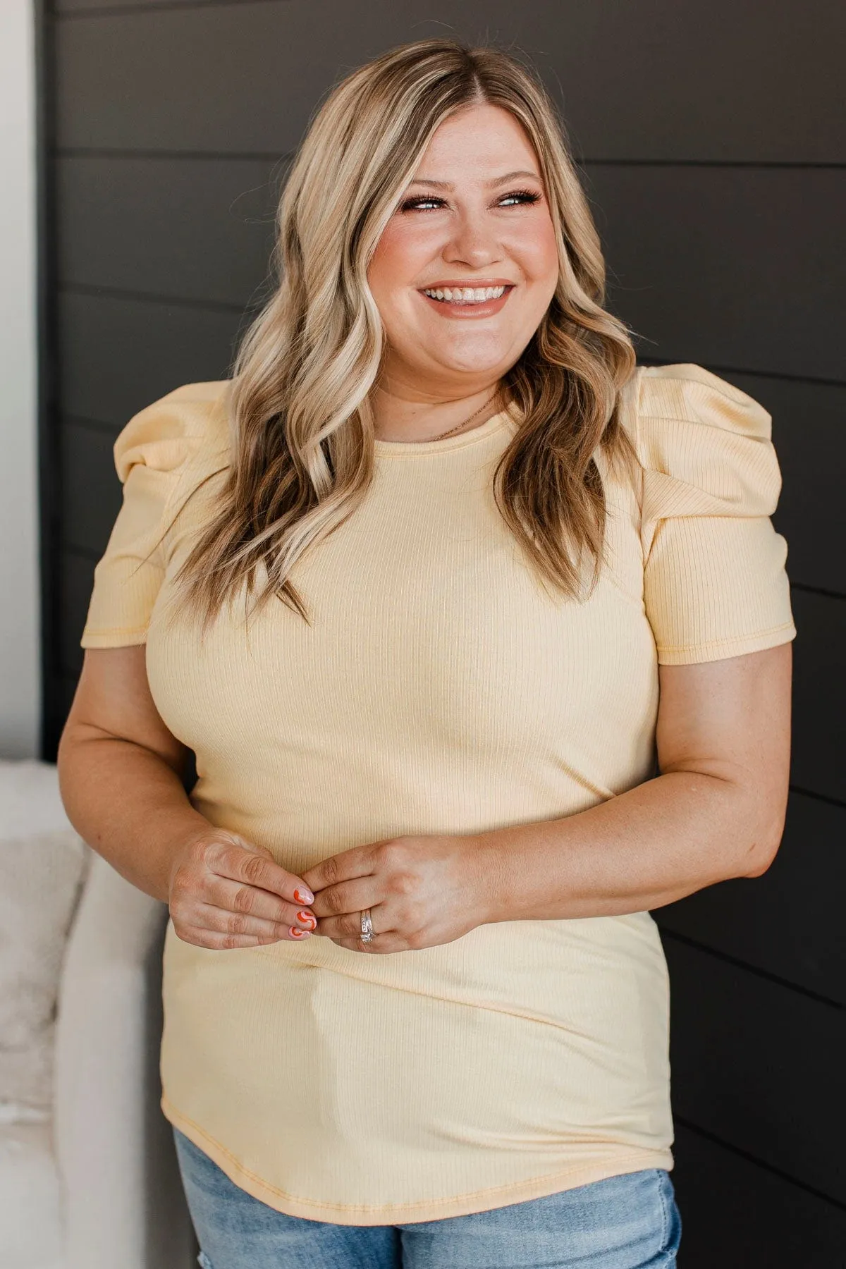 Thinking Ahead Puff Sleeve Top- Light Yellow