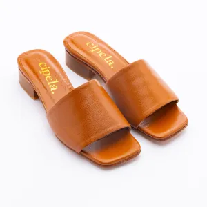 TIA Square-Toe Sandal Mules - Brown