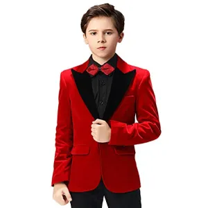 Toddler Boys' Velvet Blazer Jacket, Red, Size 6