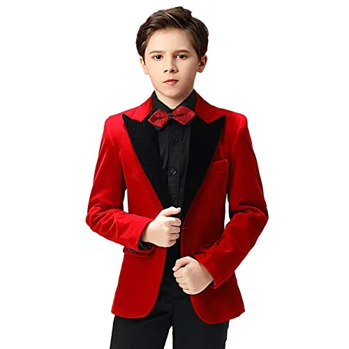 Toddler Boys' Velvet Blazer Jacket, Red, Size 6