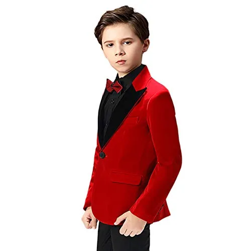 Toddler Boys' Velvet Blazer Jacket, Red, Size 6