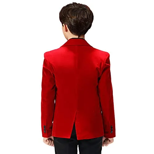 Toddler Boys' Velvet Blazer Jacket, Red, Size 6