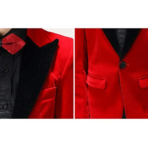 Toddler Boys' Velvet Blazer Jacket, Red, Size 6