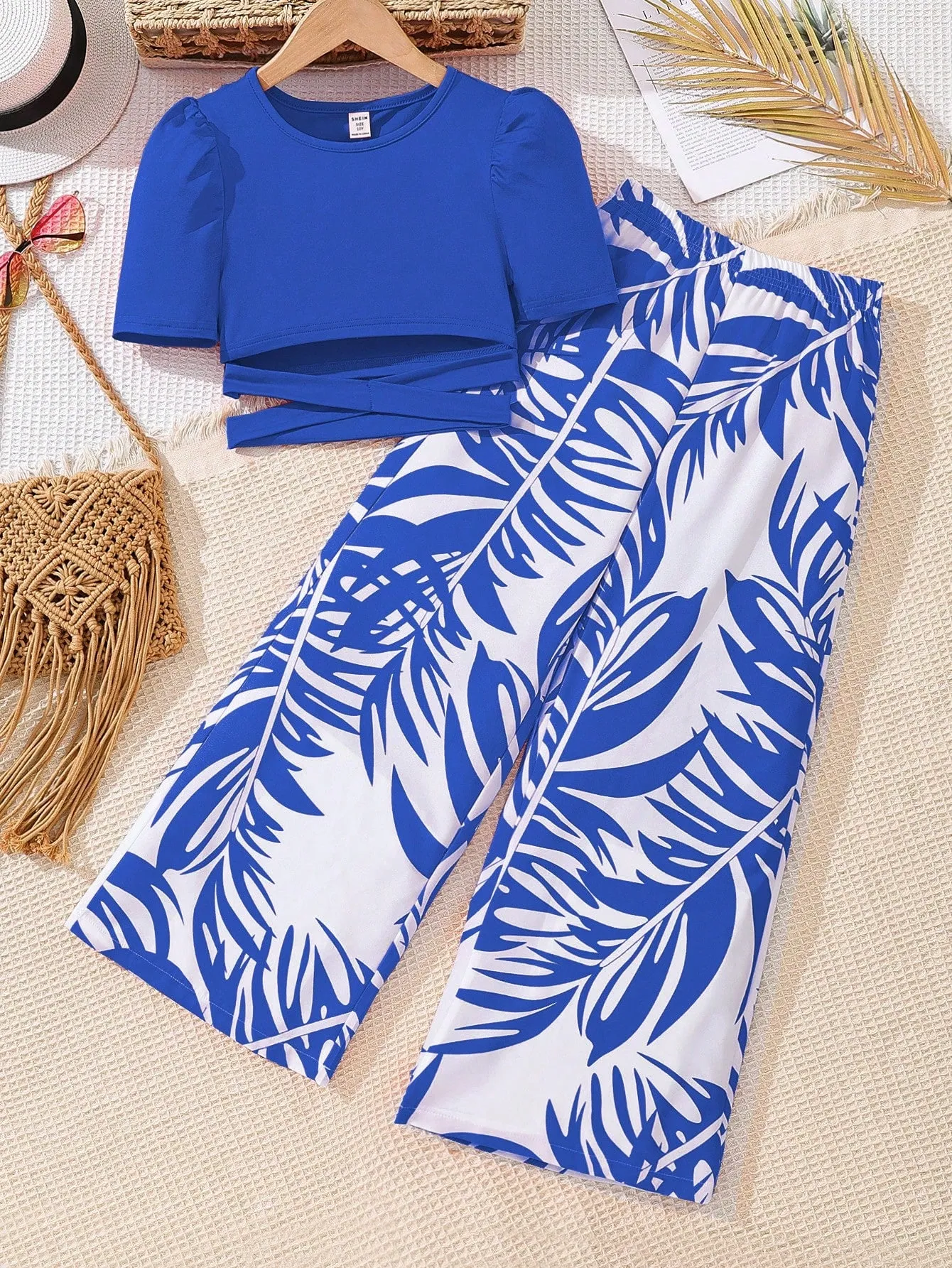 Top puff| Tween Girl Puff Sleeve Cross Hem Top
