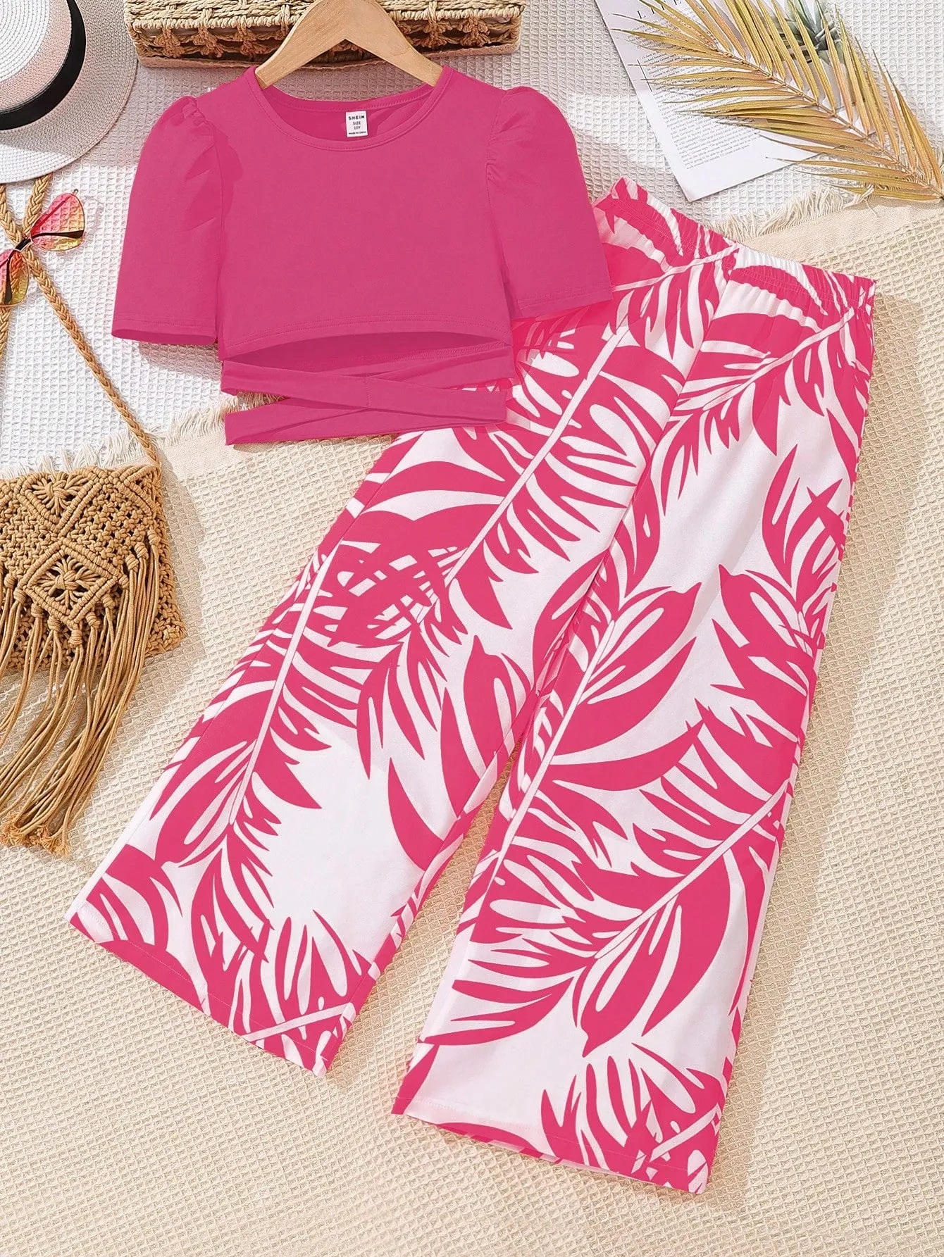 Top puff| Tween Girl Puff Sleeve Cross Hem Top