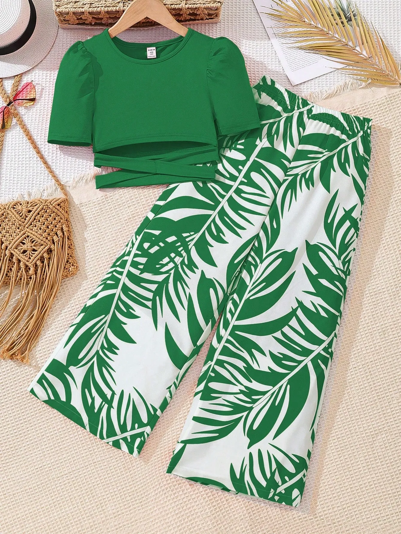 Top puff| Tween Girl Puff Sleeve Cross Hem Top