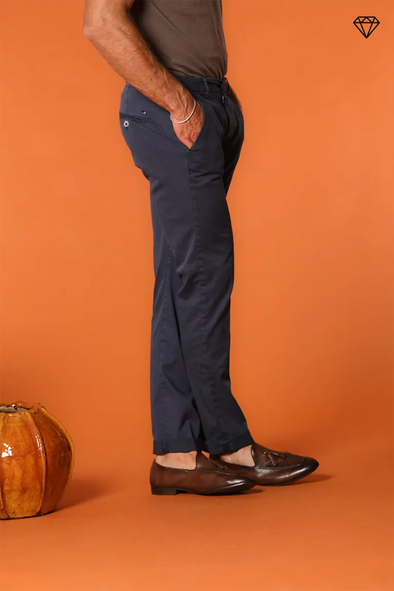 Torino men's chino pants in fine cotton and lyocell tricot slim fit ①