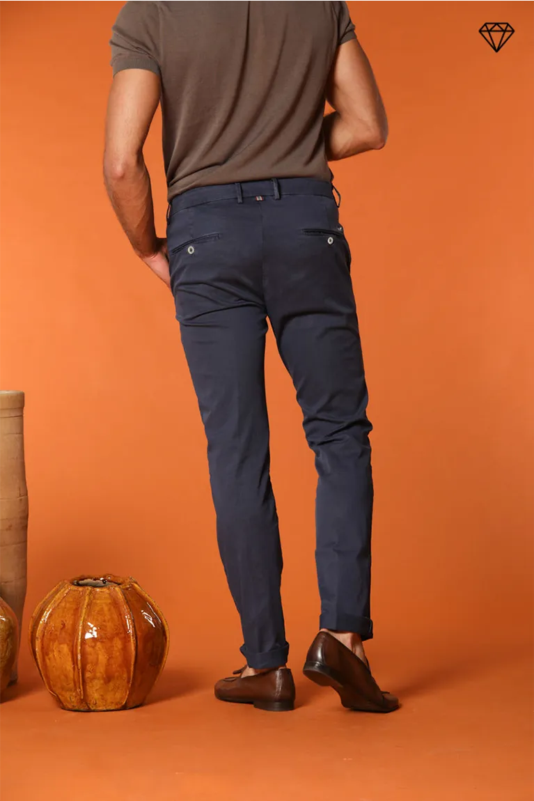 Torino men's chino pants in fine cotton and lyocell tricot slim fit ①