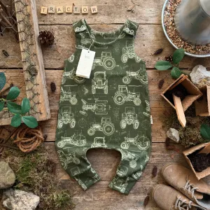 Tractor Blueprint Long Romper | Ready To Post