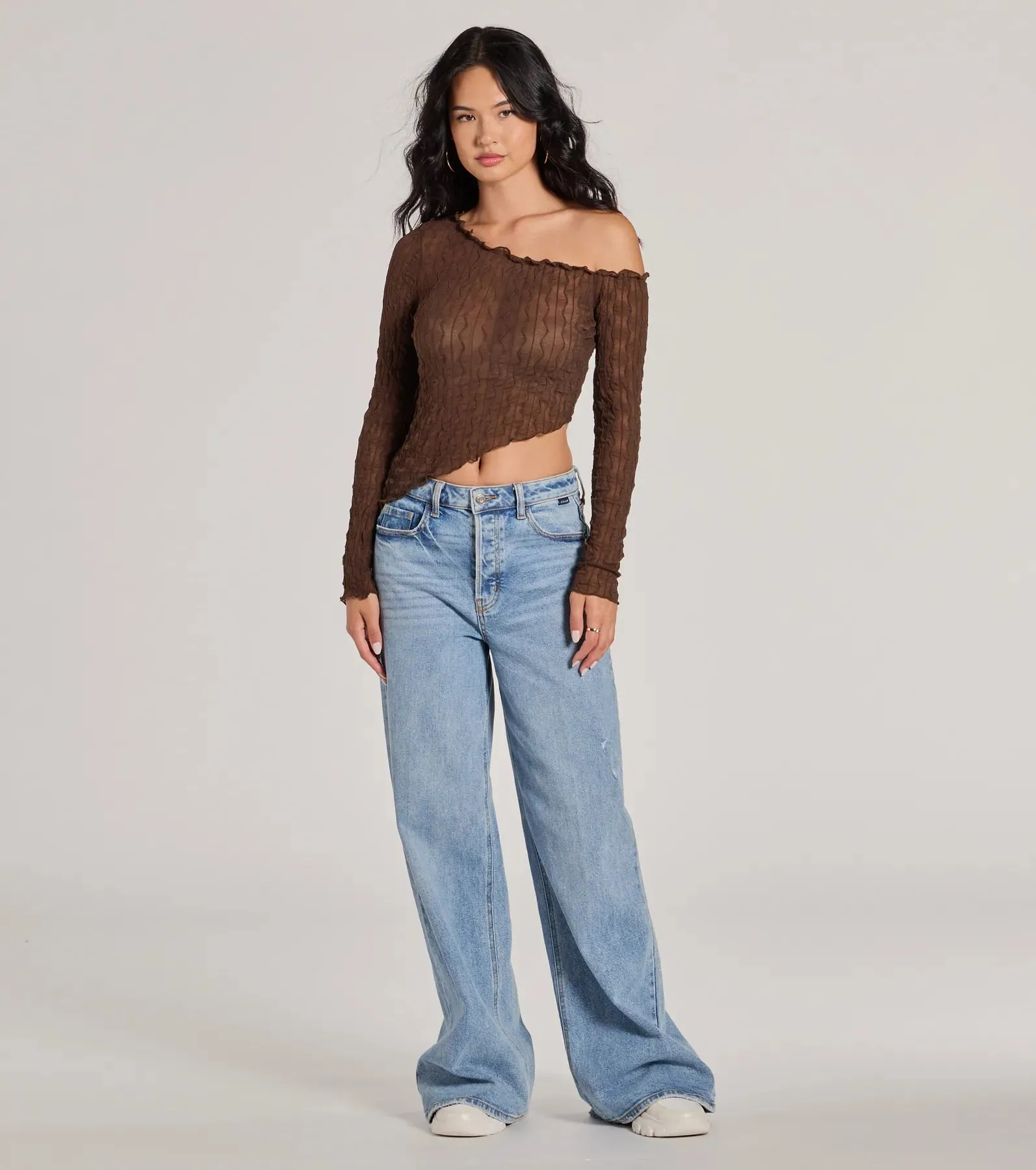 Trend Allure Long Sleeve Asymmetrical Crop Top