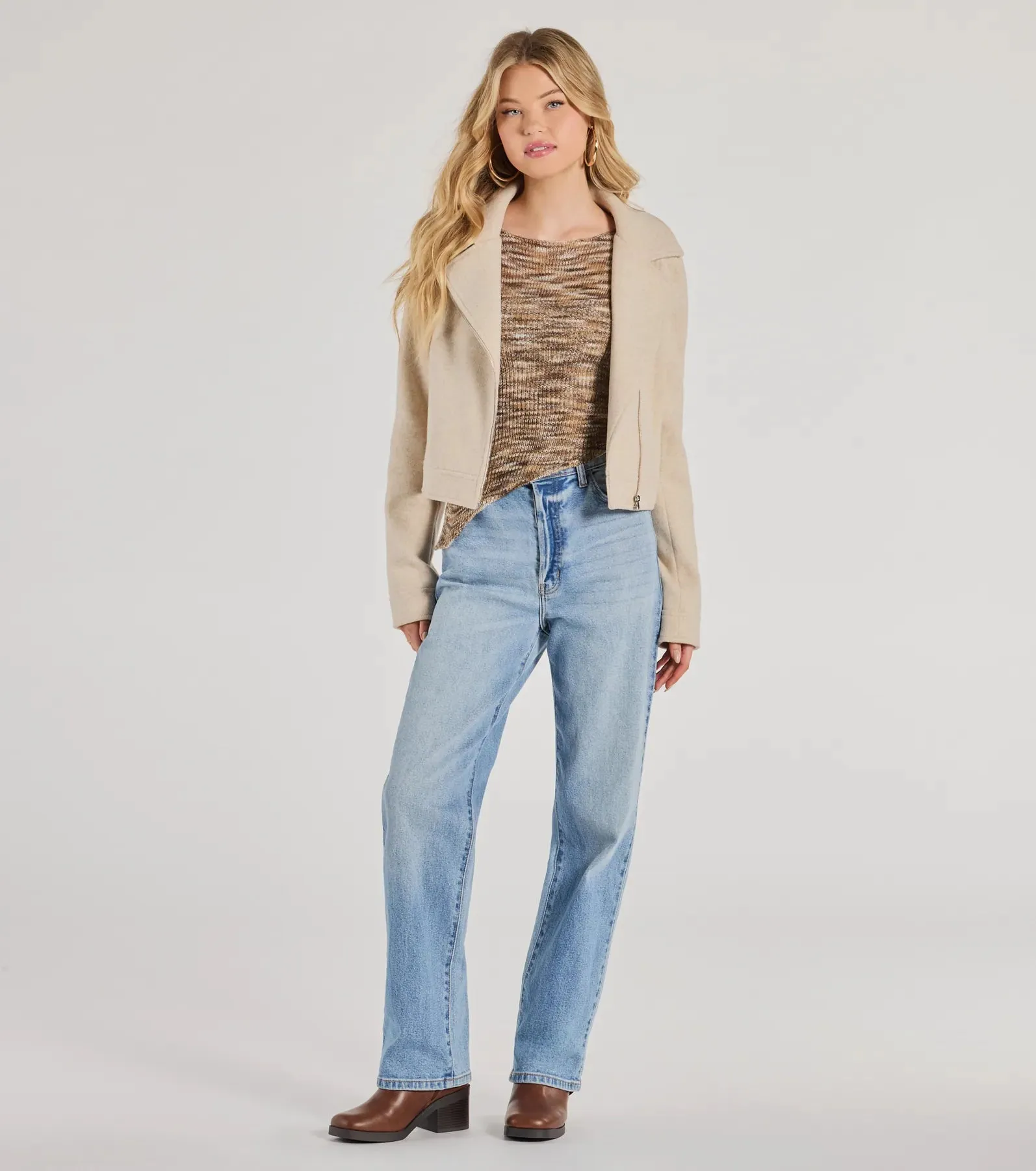 Trendy Impression Asymmetrical Bell Sleeve Knit Top