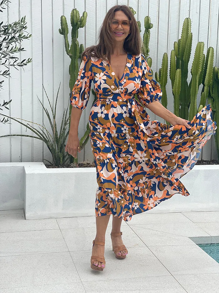 Tuscan Floral Wrap Dress