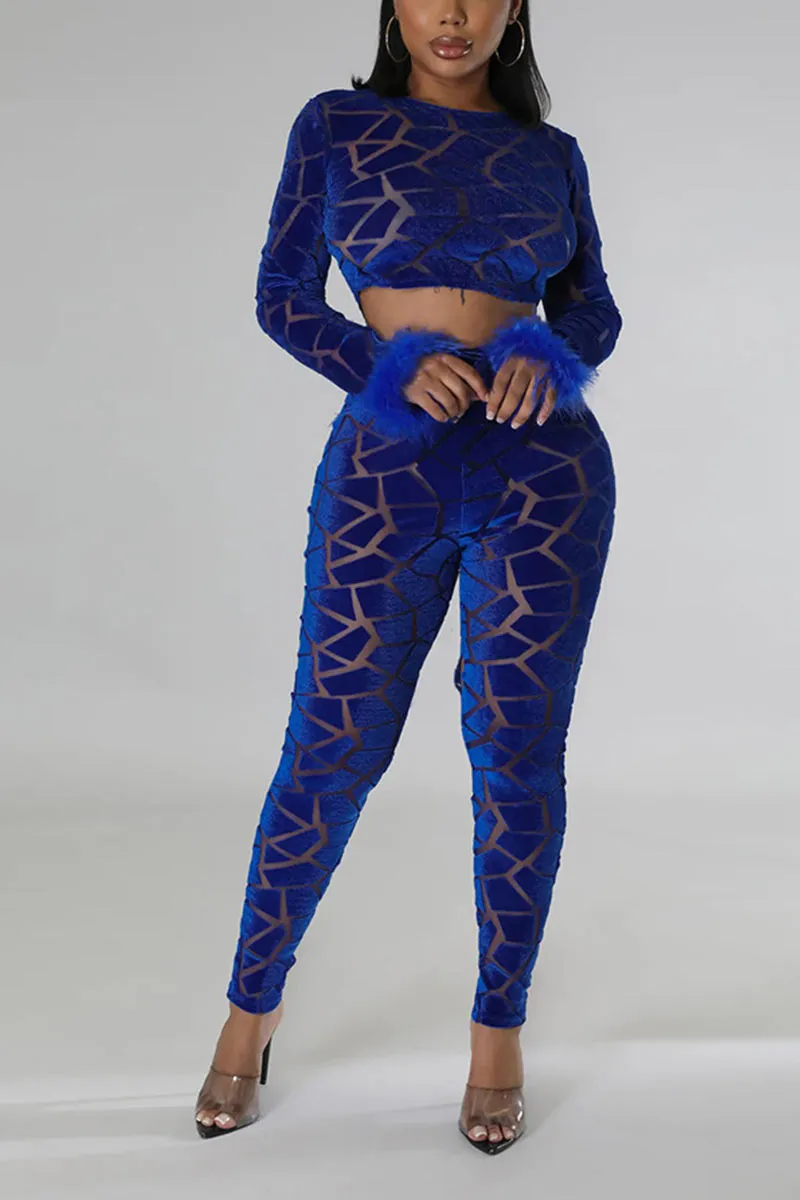 UI694 Long Sleeve Crop Top and Pants Set