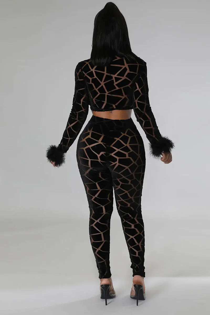 UI694 Long Sleeve Crop Top and Pants Set