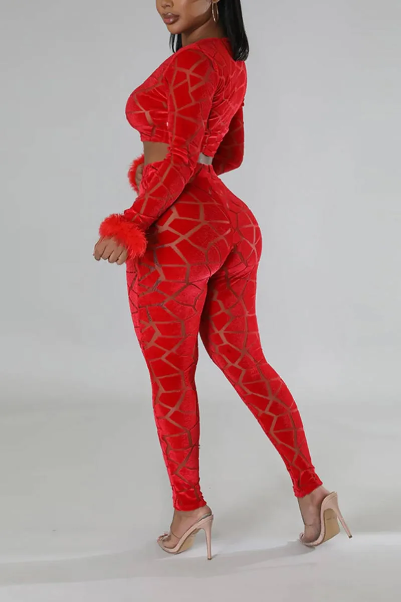 UI694 Long Sleeve Crop Top and Pants Set
