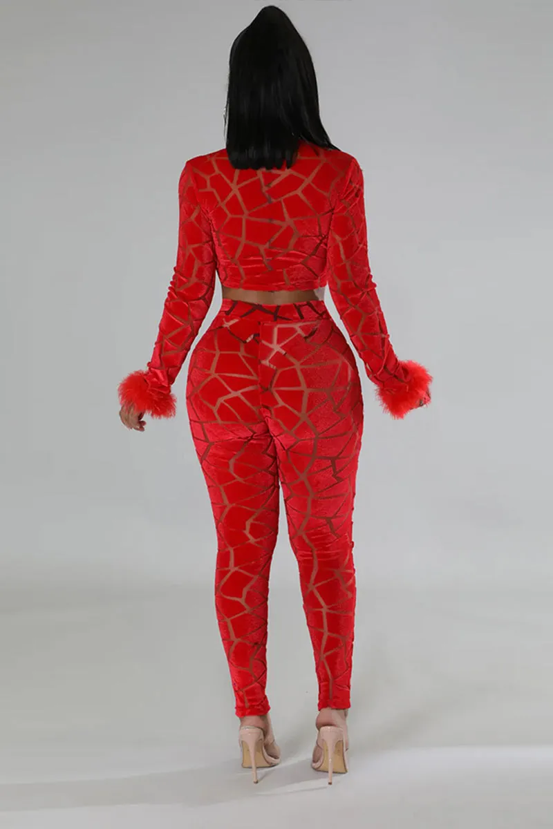 UI694 Long Sleeve Crop Top and Pants Set