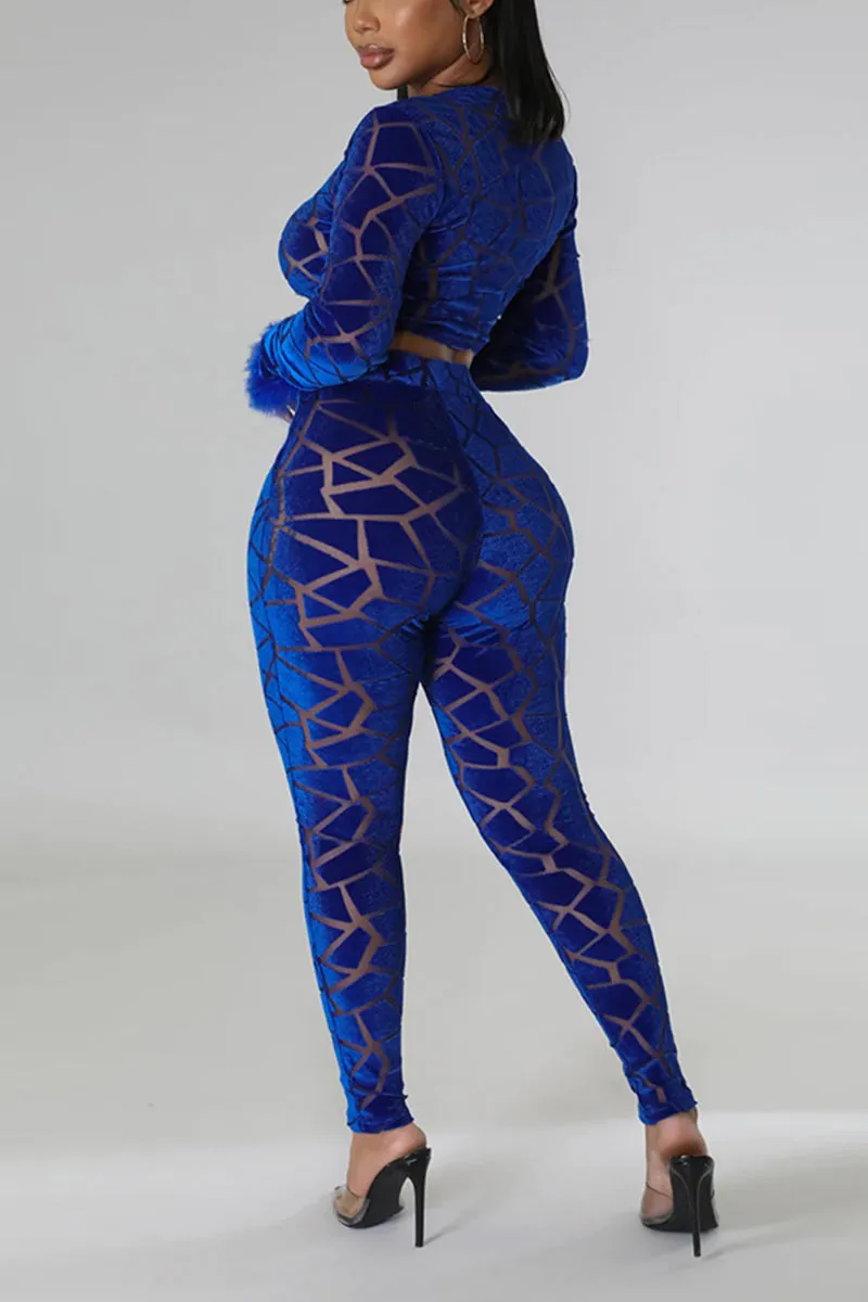 UI694 Long Sleeve Crop Top and Pants Set