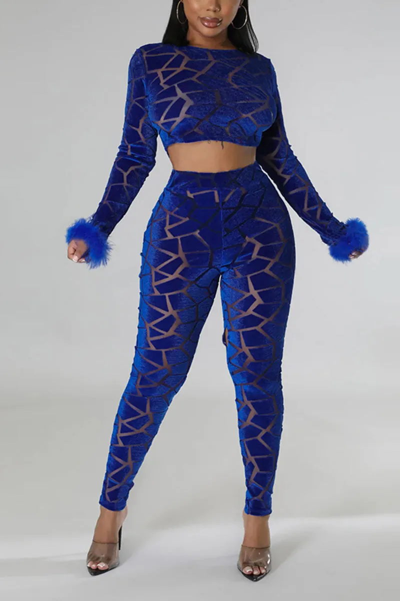 UI694 Long Sleeve Crop Top and Pants Set