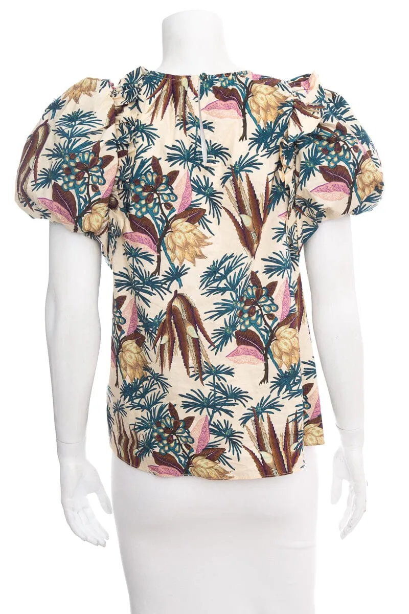 Ulla Johnson Tropical Printed Puff Sleeve Blouse SZ 4