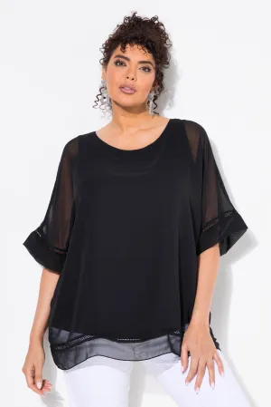 Ulla Popken Black Sheer Blouse